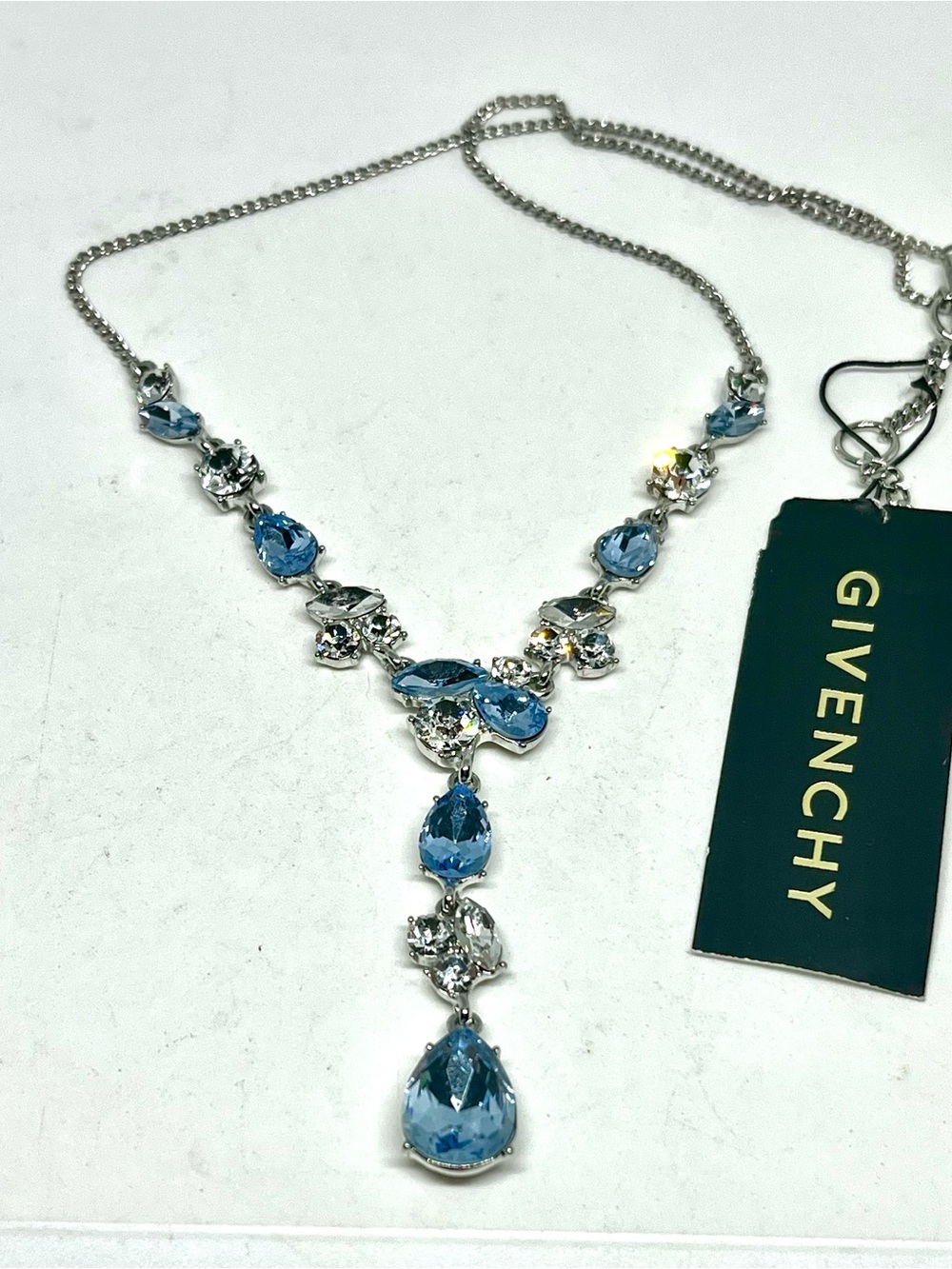 Givenchy Crystal Pear Shaped Lariat Necklace NWT